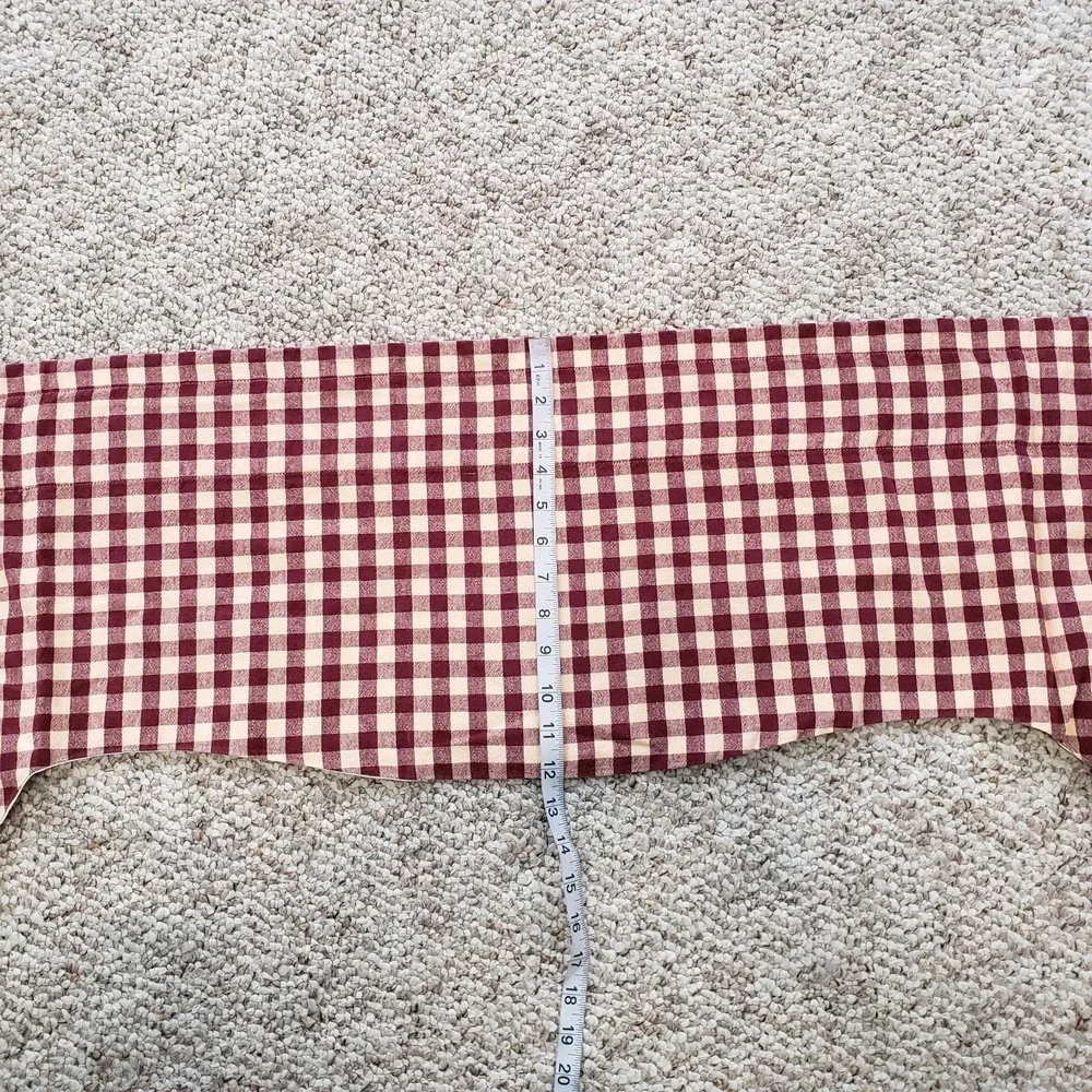 Cottage Country Check Plaid Swag Valances (2) Curtains Lined Cranberry Ivory